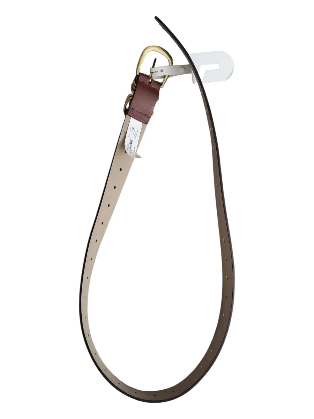 Time and Tru Brown Leather Belt with Gold-Tone Buckle